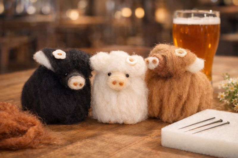 Needle Felted Highland Cow - Craft & Sip