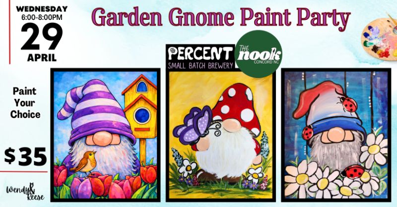 Garden Gnome Paint Party at Percent The Nook Concord