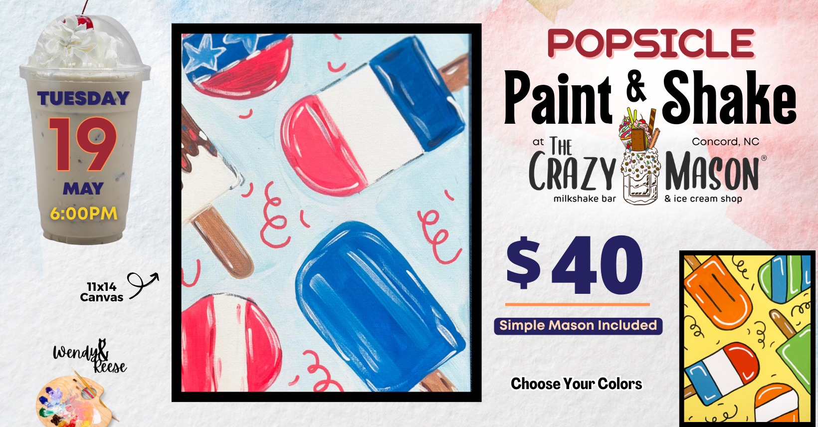 Popsicle Paint & Shake at The Crazy Mason Concord