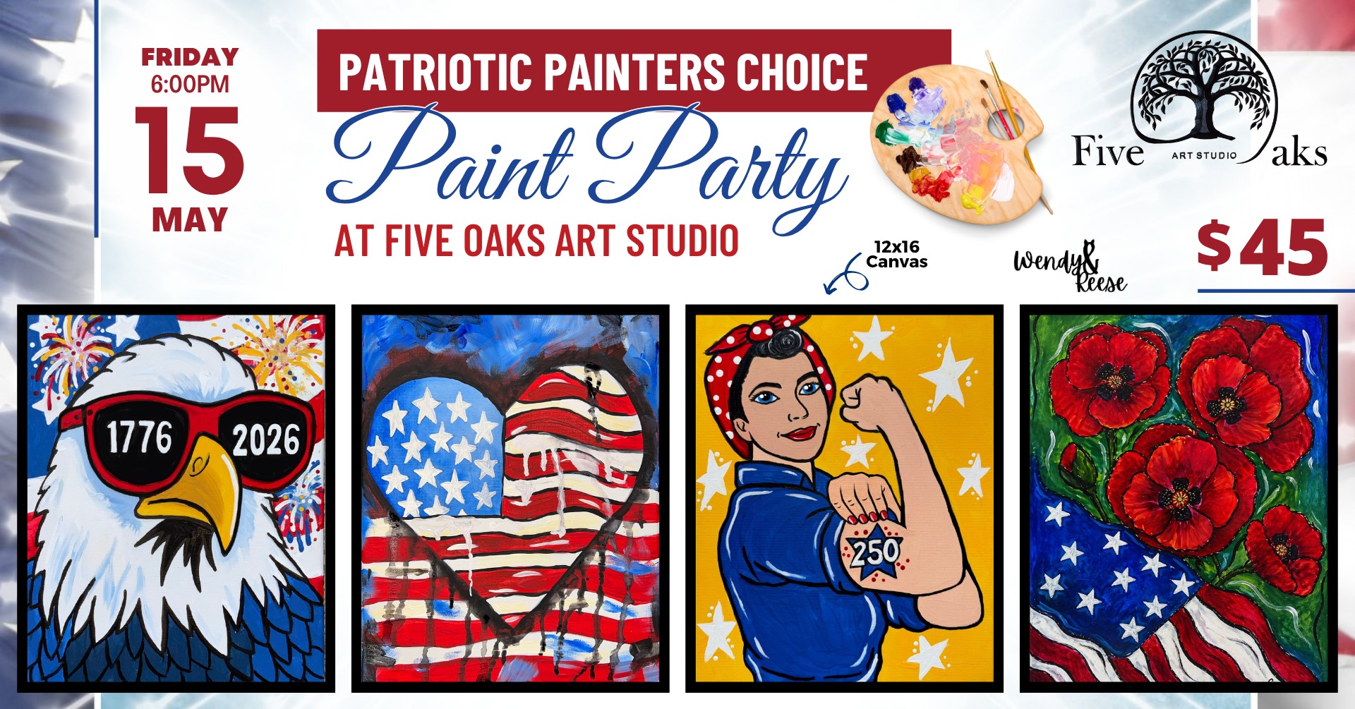 Patriotic Painters Choice at Five Oaks Art Studio