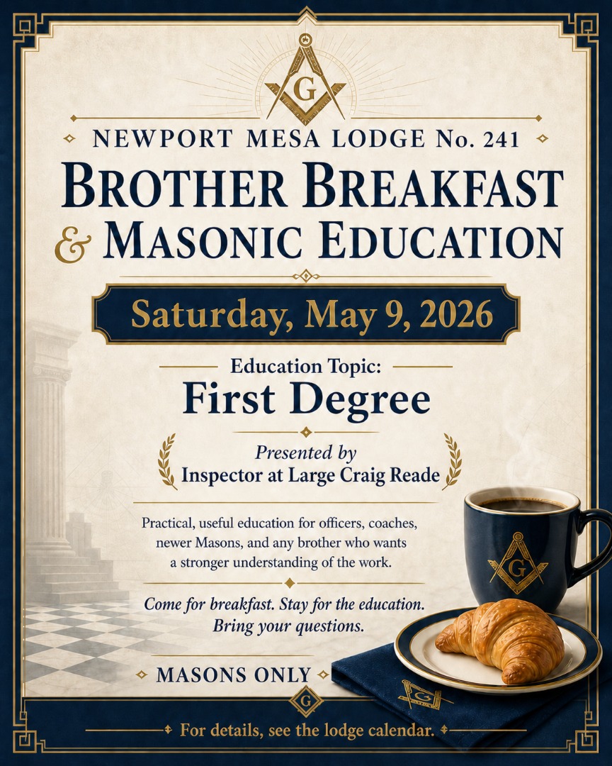 Masonic Education on the 1st Degree by: Wor. Craig Reade, PM