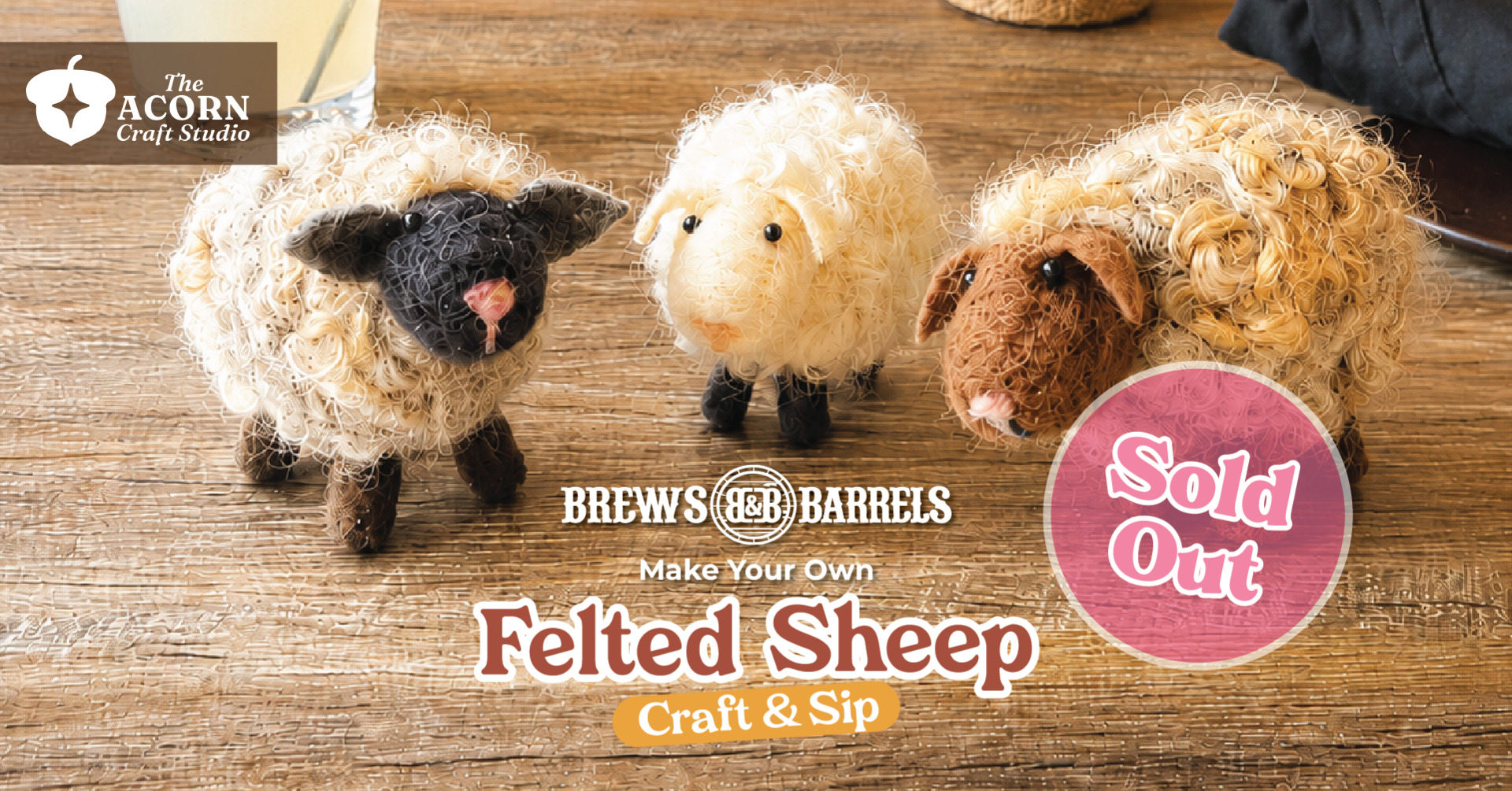Needle Felted Sheep - Craft & Sip at Brews and Barrels