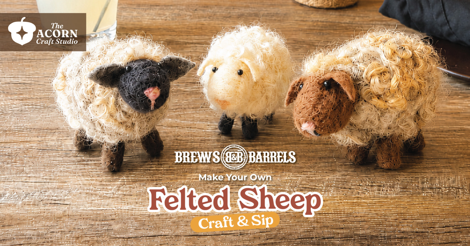 Needle Felted Sheep - Craft & Sip at Brews and Barrels