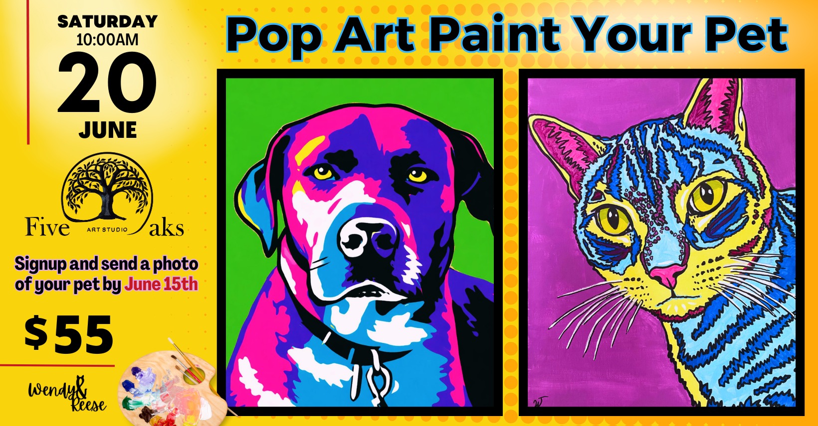 Pop Art Paint Your Pet at Five Oaks Art Studio