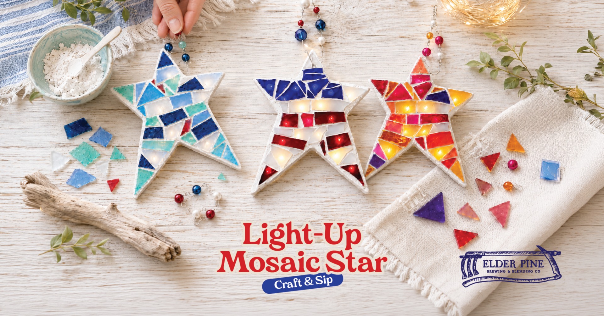 Light-Up Mosaic Star - Craft & Sip at Elder Pine Light-Up Mosaic Star - Craft & Sip at Elder Pine