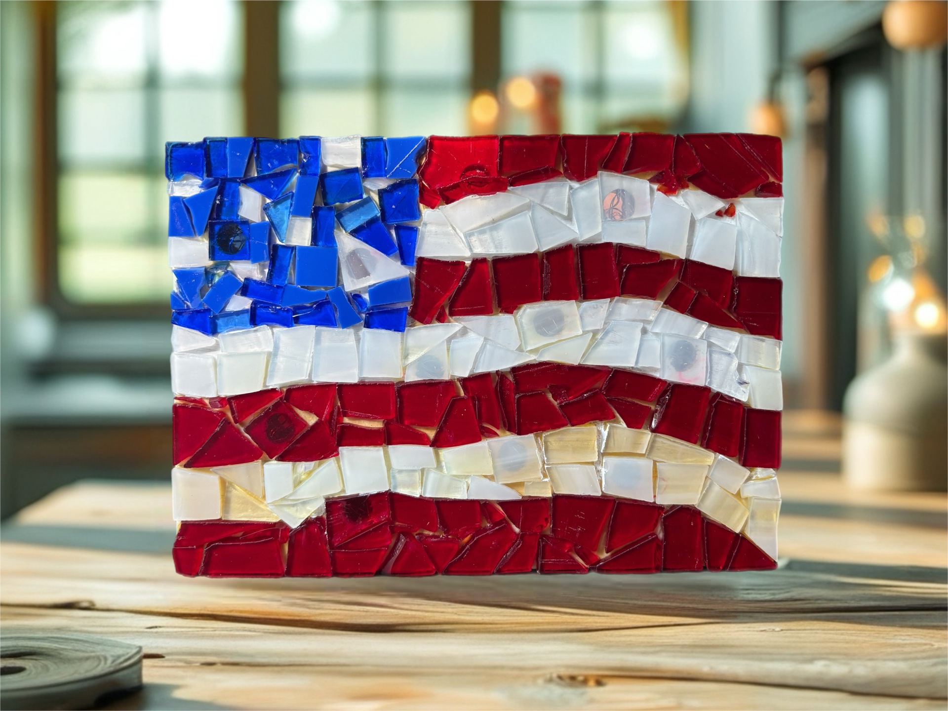 Celebrate Summer with a DIY Light up American Flag Mosaic.