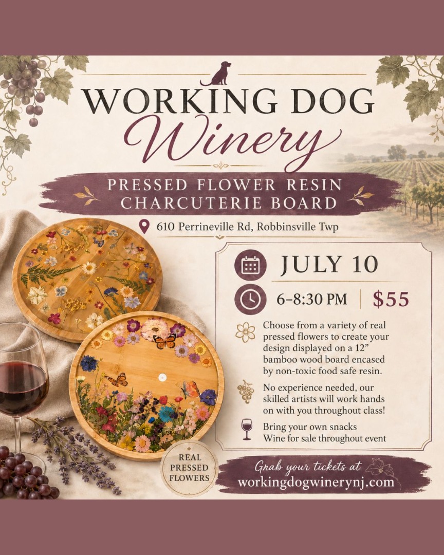 Pressed Flower Resin Charcuterie Board