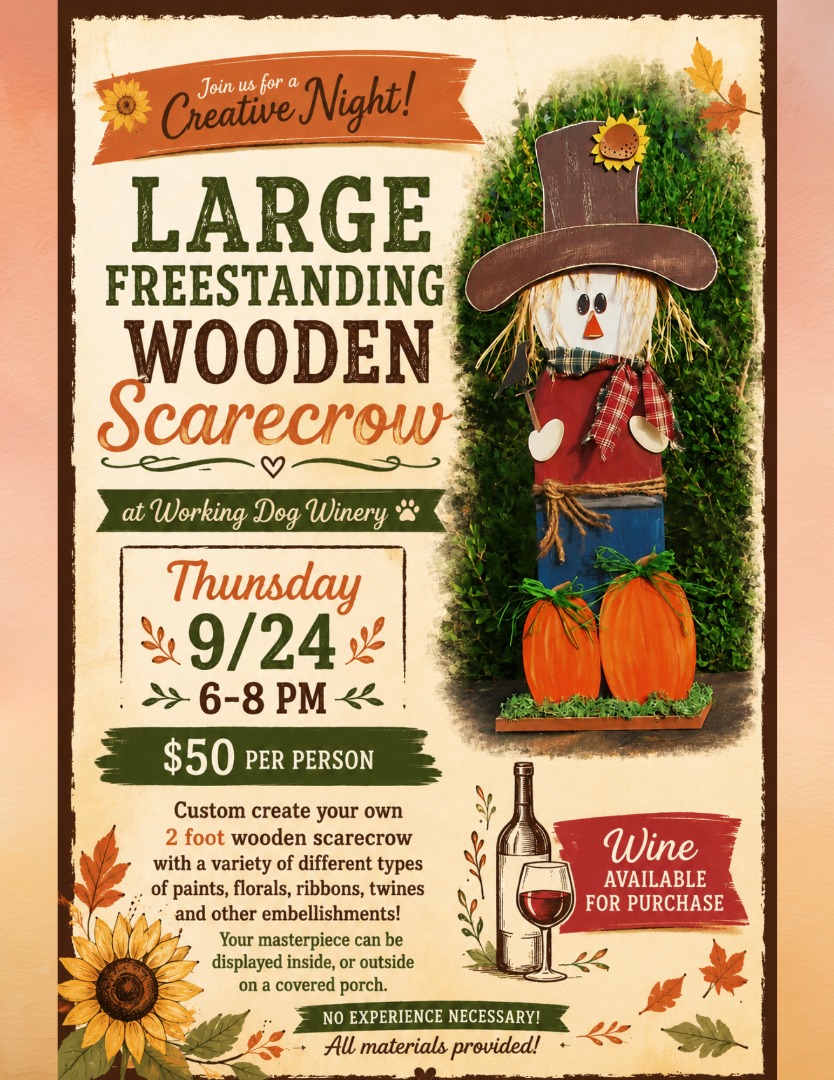 Large Freestanding Wooden Scarecrow