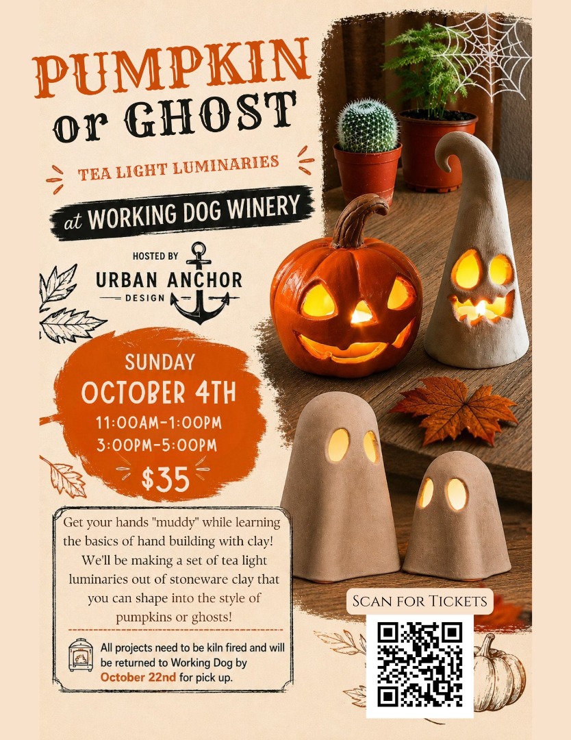 Clay Pumpkin & Ghost Tea Light Luminaries