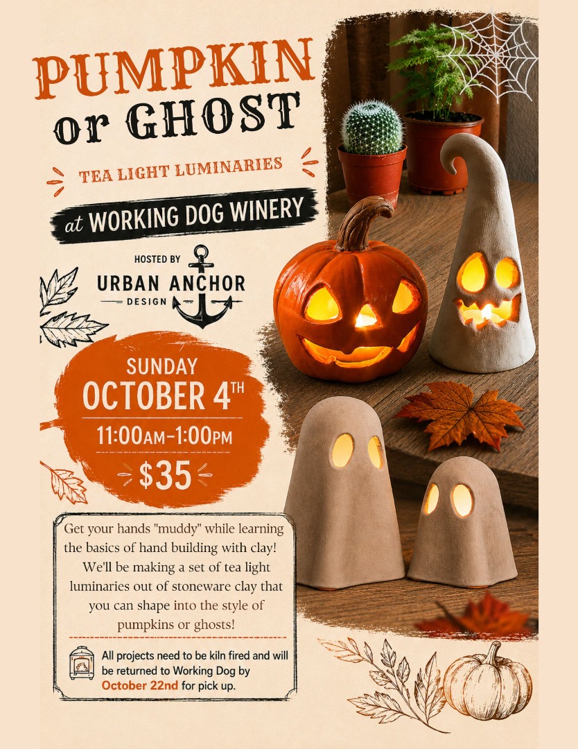 Clay Pumpkin & Ghost Tea Light Luminaries