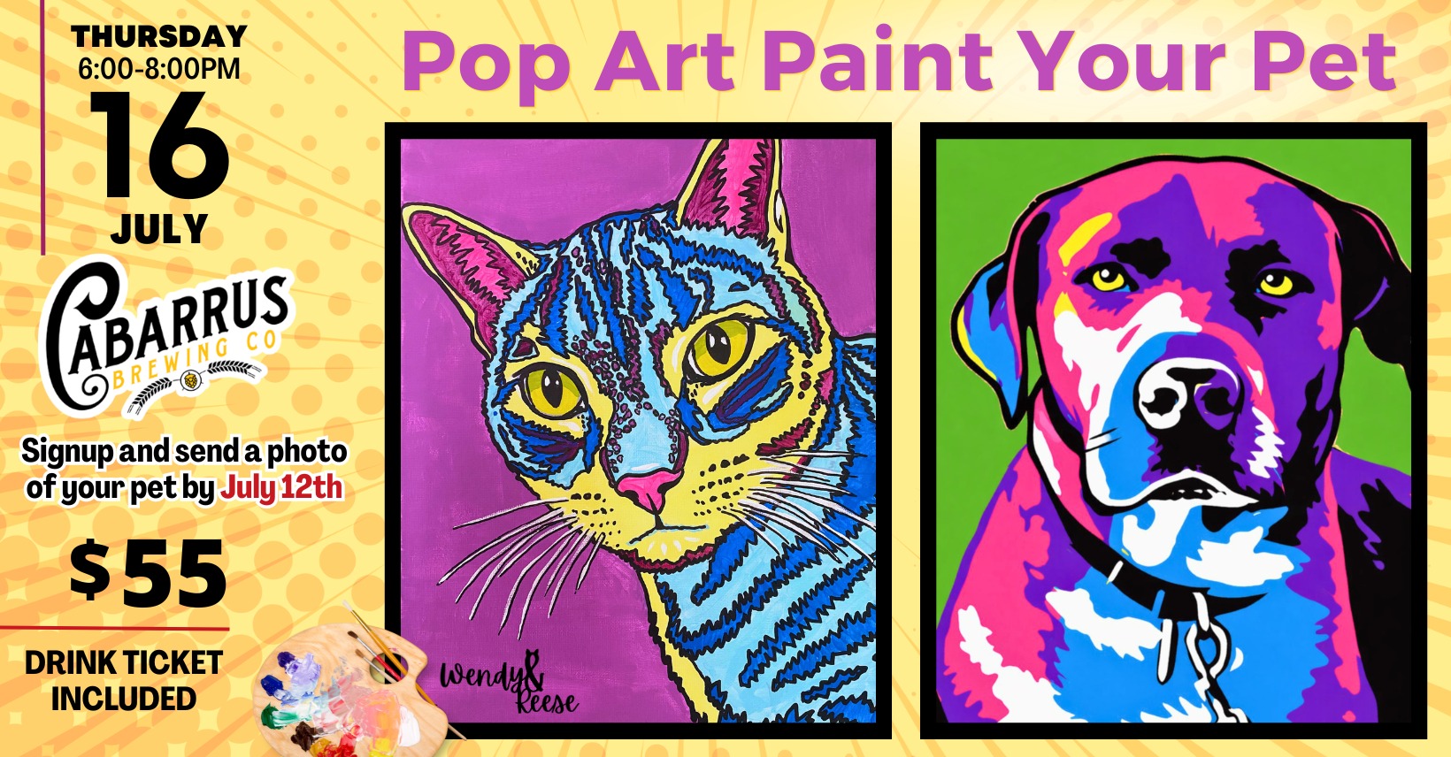 Pop Art Paint Your Pet at Cabarrus Brewing Company
