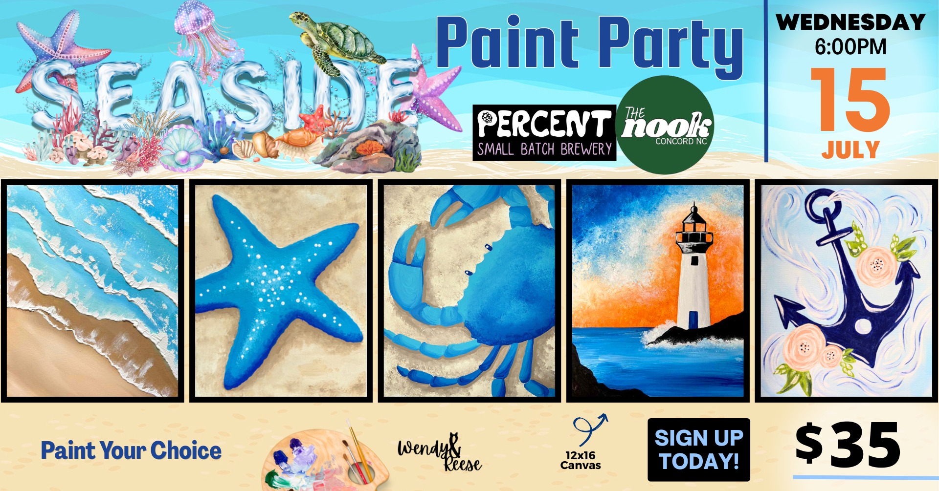 Seaside Paint Party at Percent - The Nook Concord Seaside Paint Party at Percent - The Nook Concord