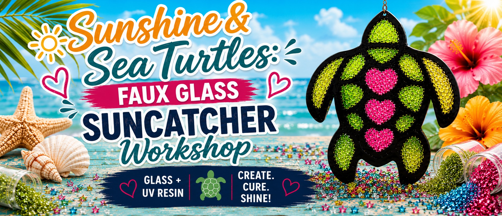 Sunshine & Sea Turtle! Faux Glass Suncatcher Workshop