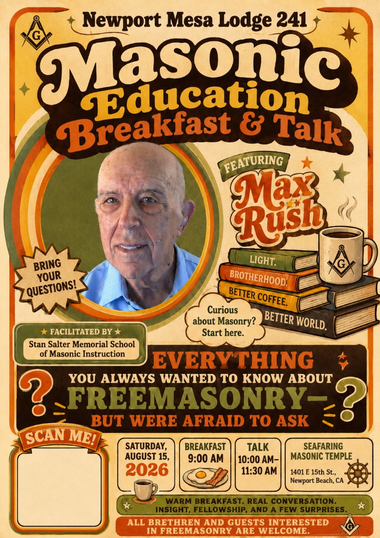 Masonic Education Breakfast, with Lecture by Wor. Max Rush
