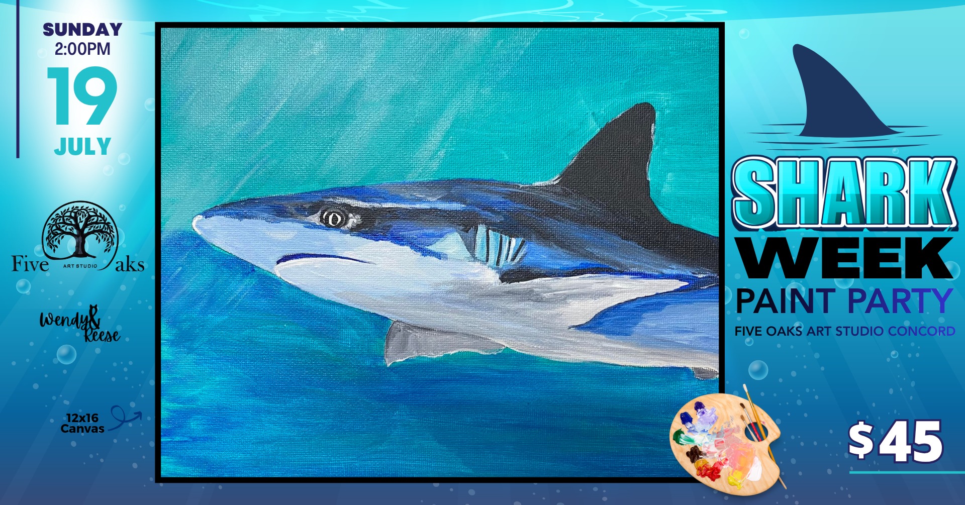 Shark Week Paint Party at Five Oaks Art Studio Concord Shark Week Paint Party at Five Oaks Art Studio Concord