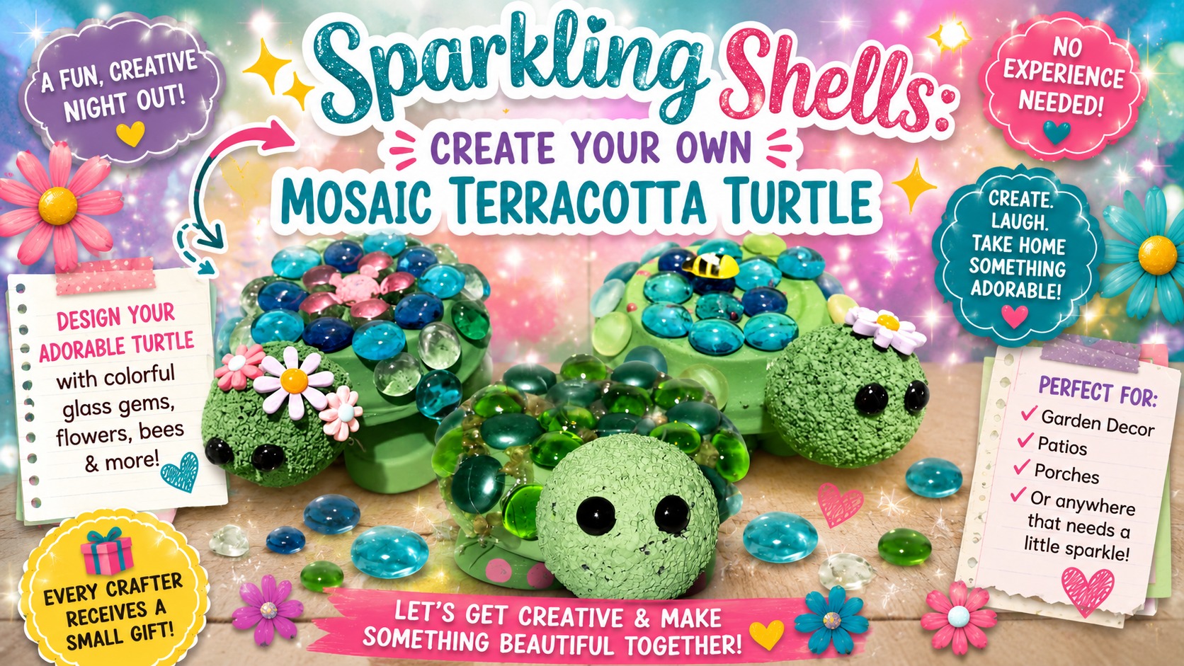 Sparling Shells! Create Your Own Mosaic Terracotta Turtle
