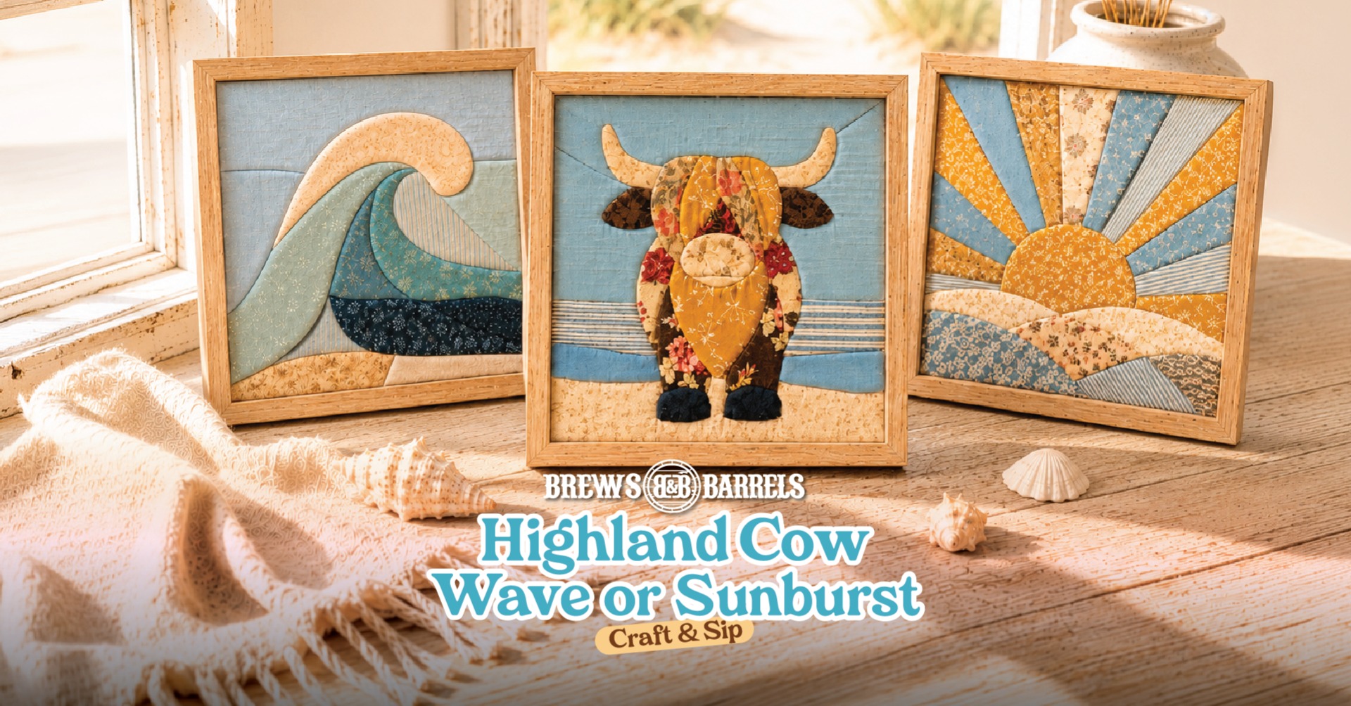 Kinusaiga Highland Cow, Wave or Sunburst - Craft & Sip