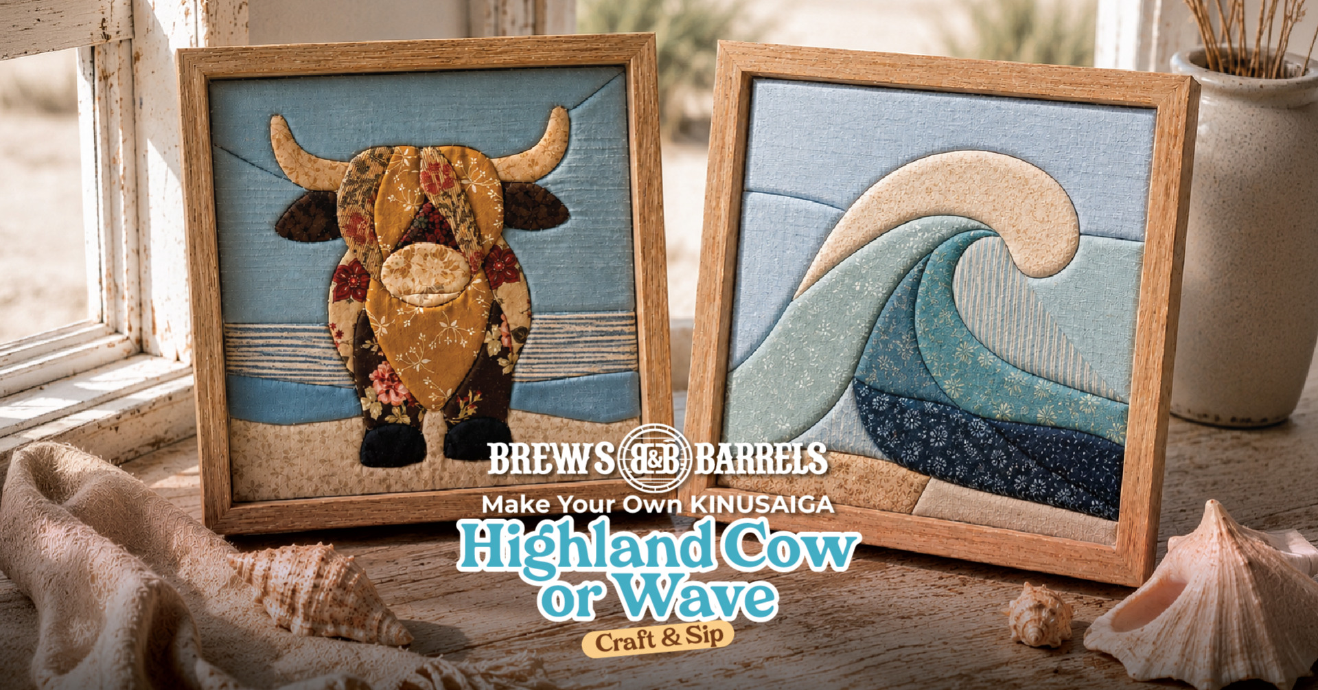 Kinusaiga Highland Cow or Wave - Craft & Sip