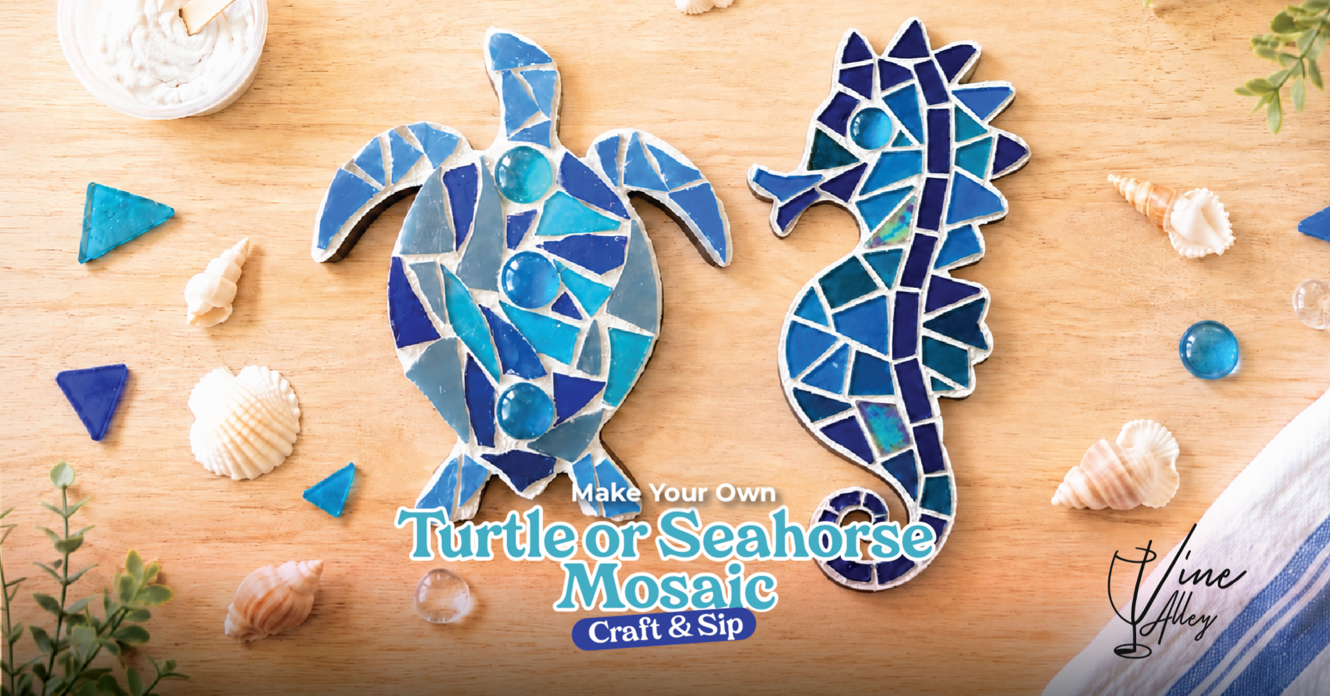 Turtle or Seahorse Mosaic - Craft & Sip Turtle or Seahorse Mosaic - Craft & Sip