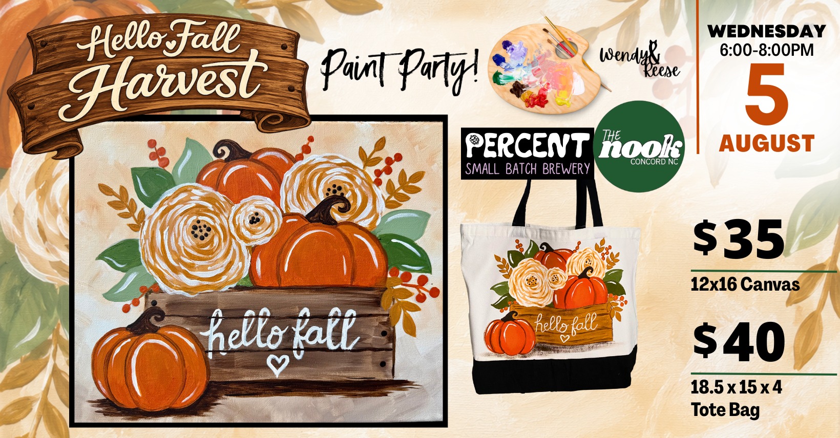 Hello Fall Harvest Paint Party at Percent - The Nook Concord