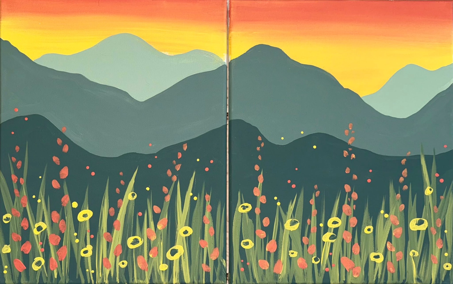Mountains and Flowers -Family Paint Party Mountains and Flowers -Family Paint Party