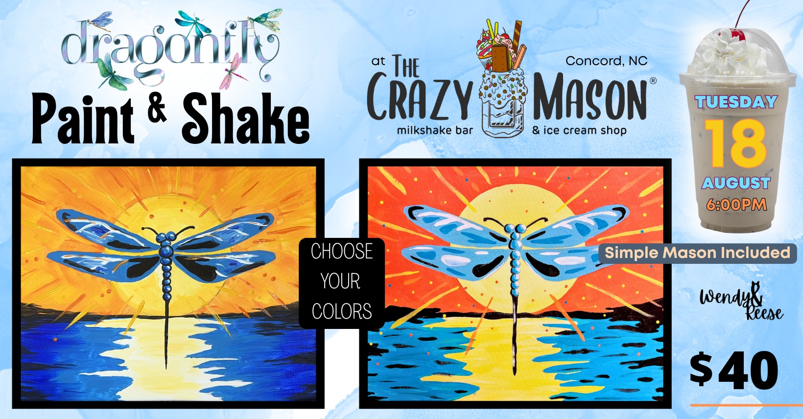 Dragonfly Paint & Shake at The Crazy Mason Concord