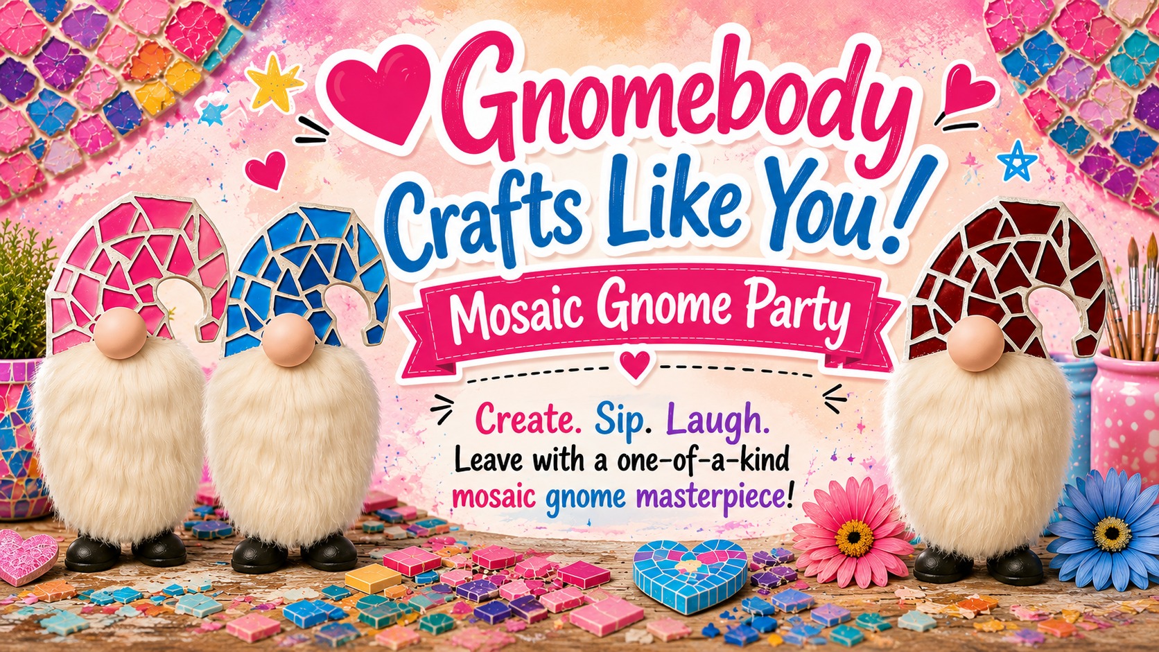 Gnomebody Crafts Like You! Mosaic Gnome Party