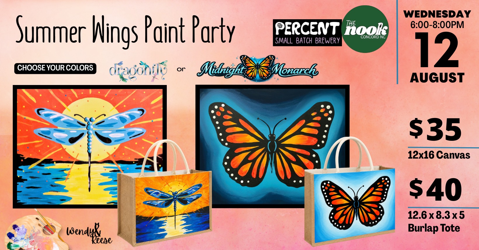 Summer Wings Paint Party at Percent The Nook Concord