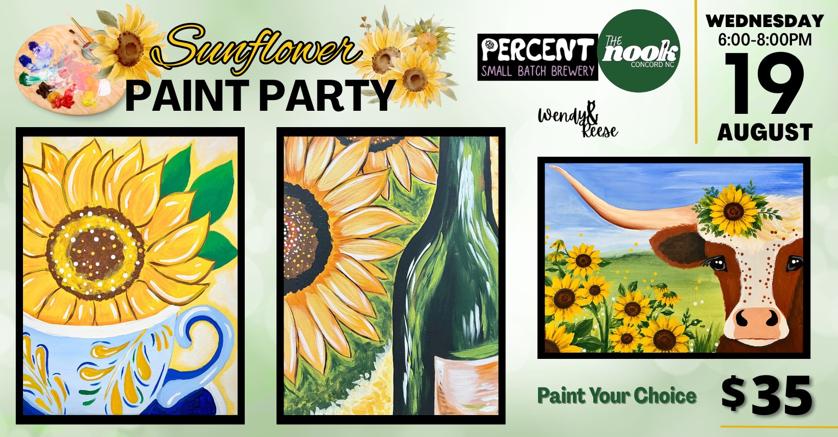 Sunflower Paint Party at Percent - The Nook Concord