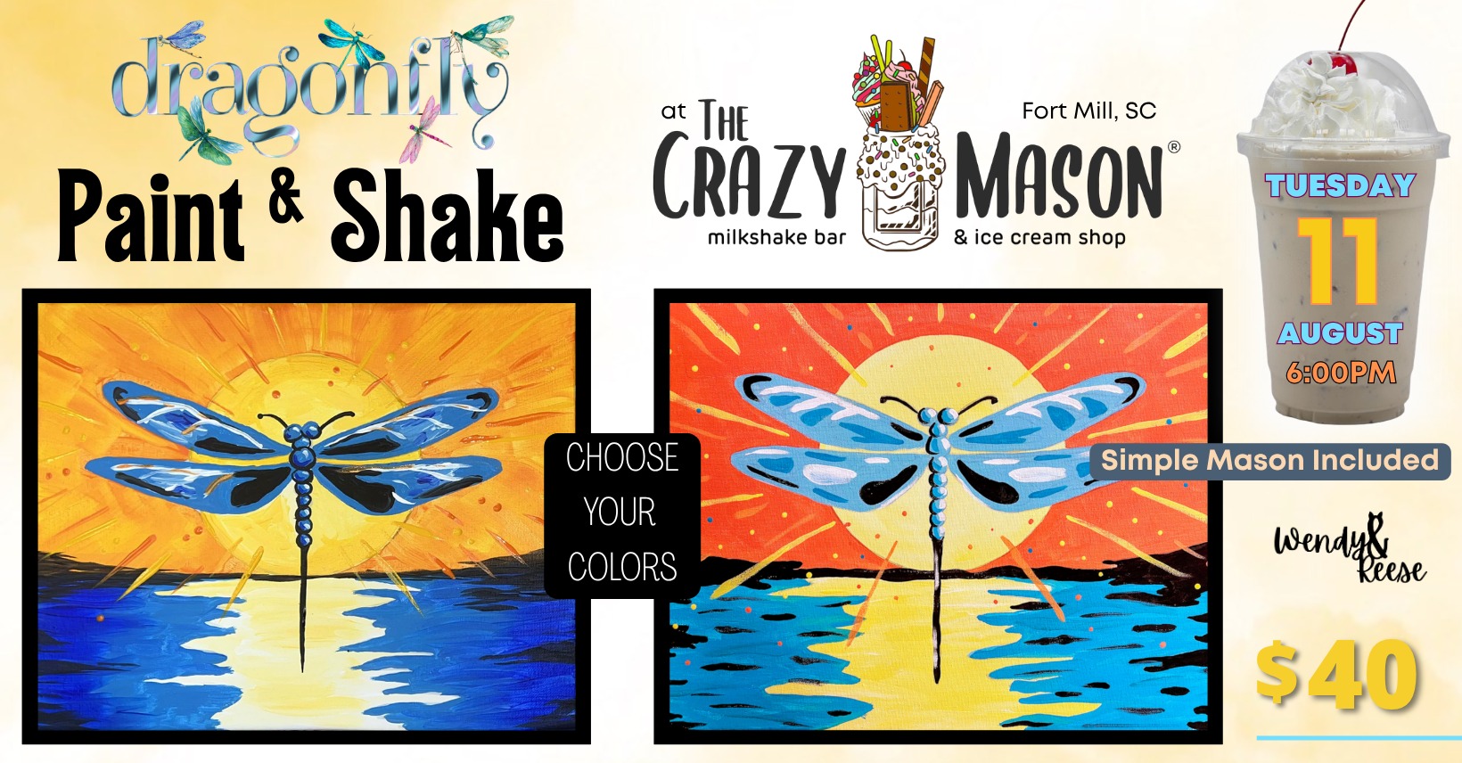 Dragonfly Paint & Shake at The Crazy Mason Fort Mill