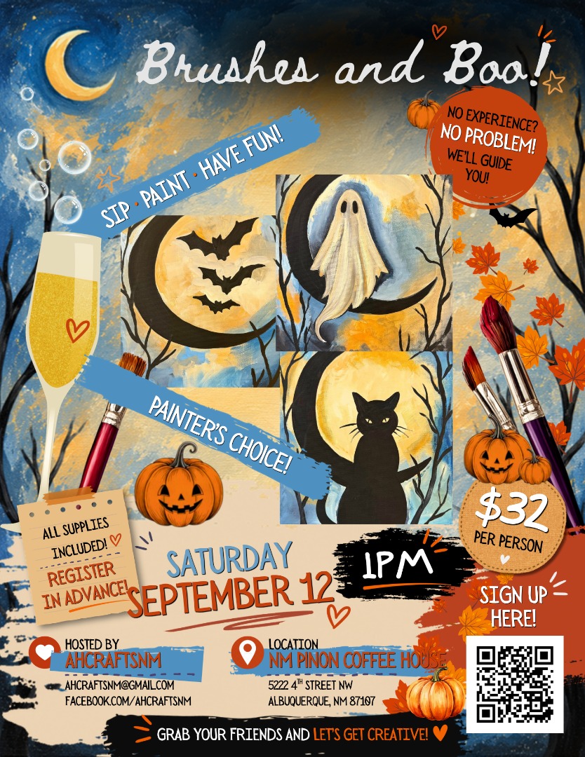 Brushes and Boo- NM Pinon Coffee on 4th Street!