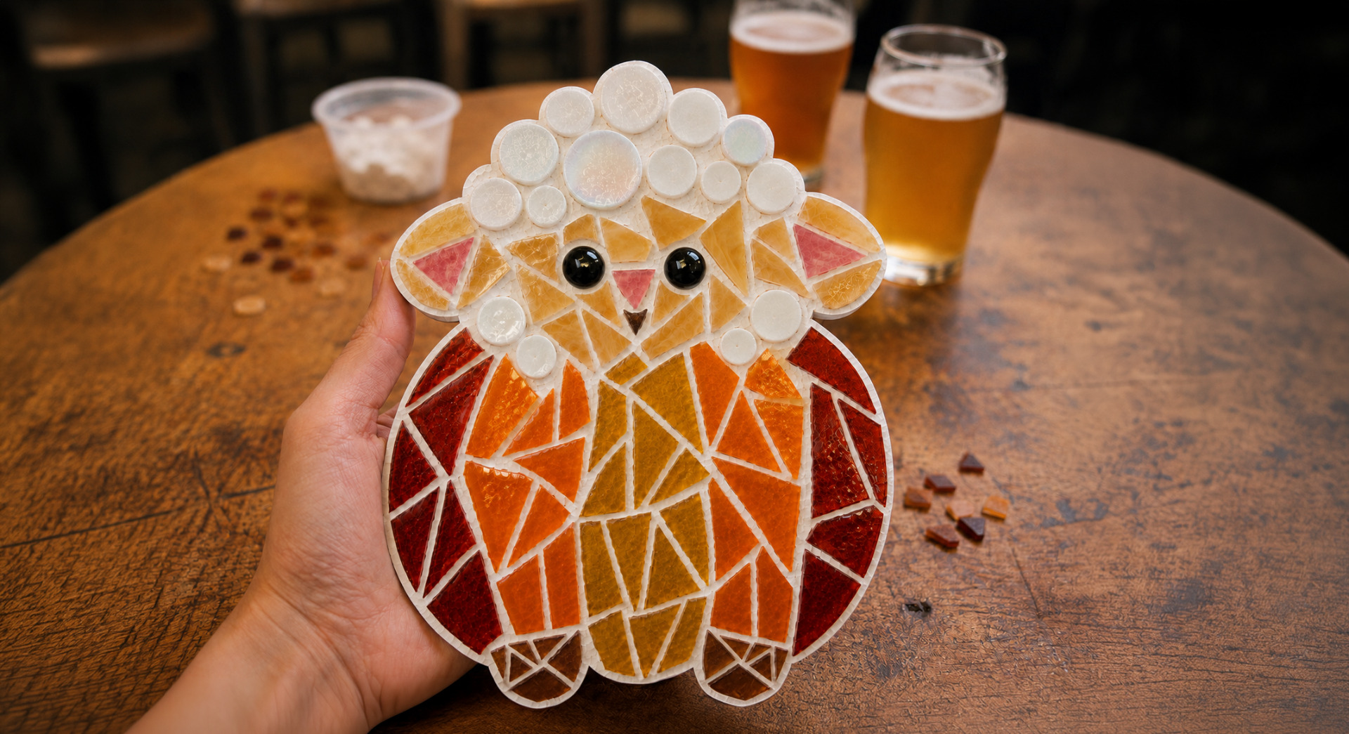 Mosaic Pumpkin Sheep - Craft and Sip at Vine Alley