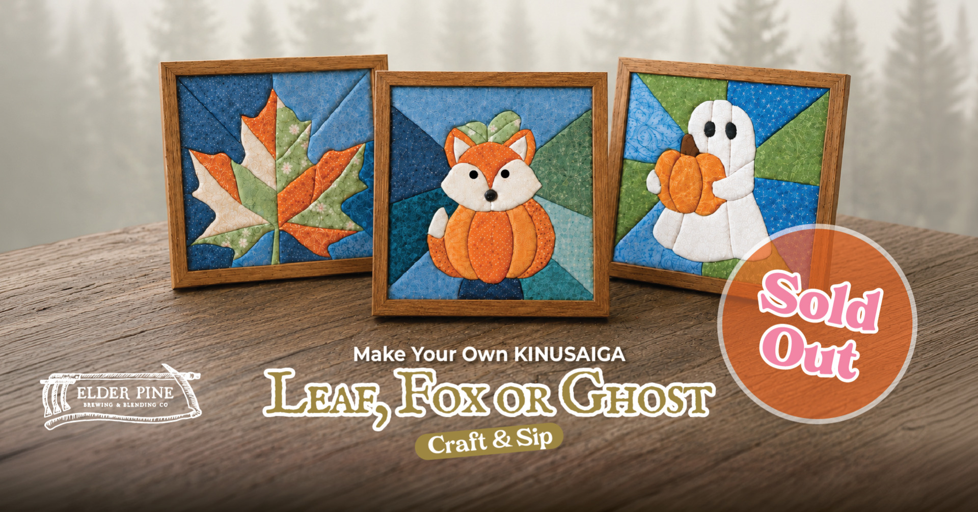 Kinusaiga Leaf,  Pumpkin Fox or Ghost - Craft and Sip