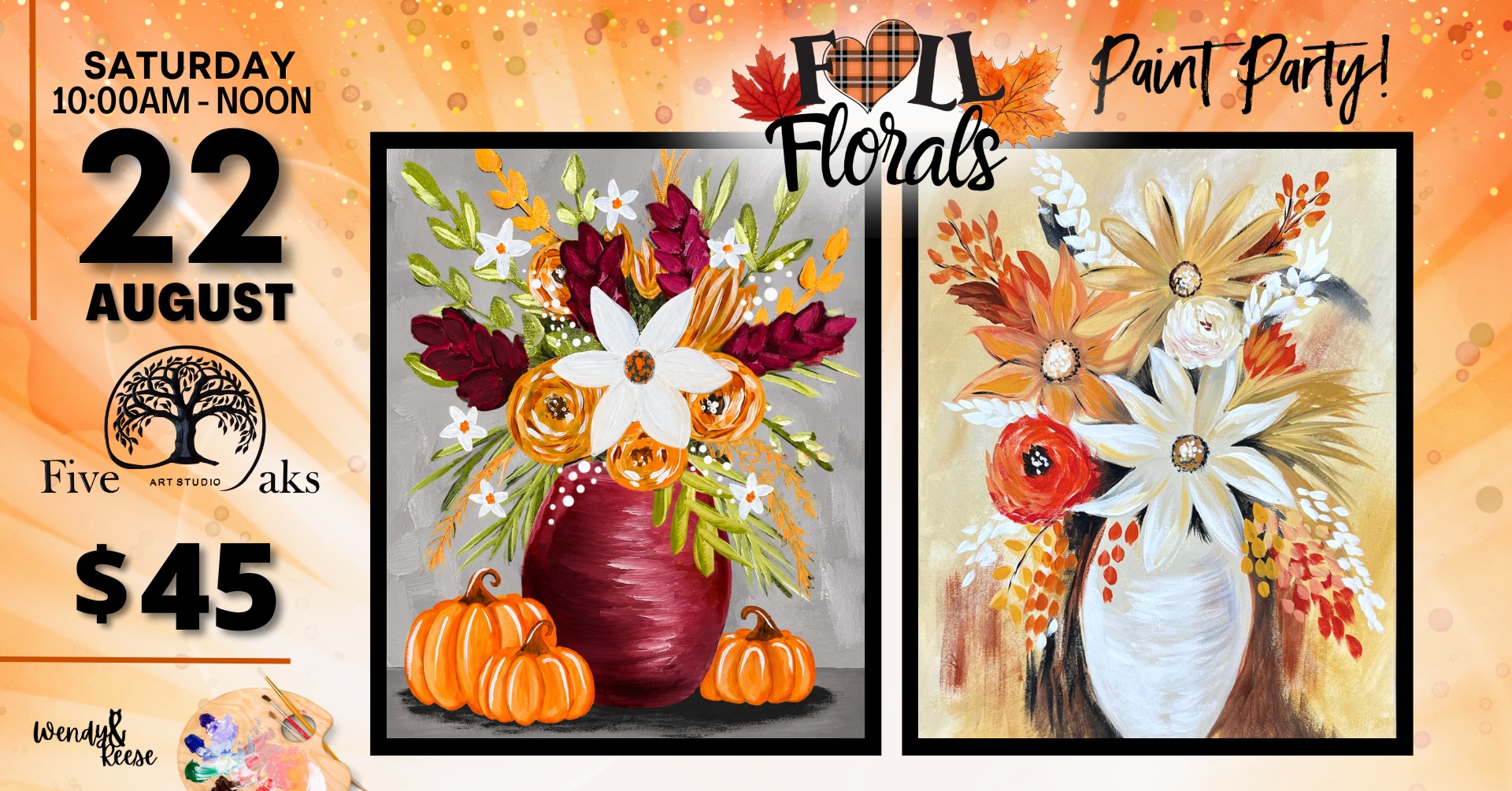 Fall Florals Paint Party at Five Oaks Art Studio Concord