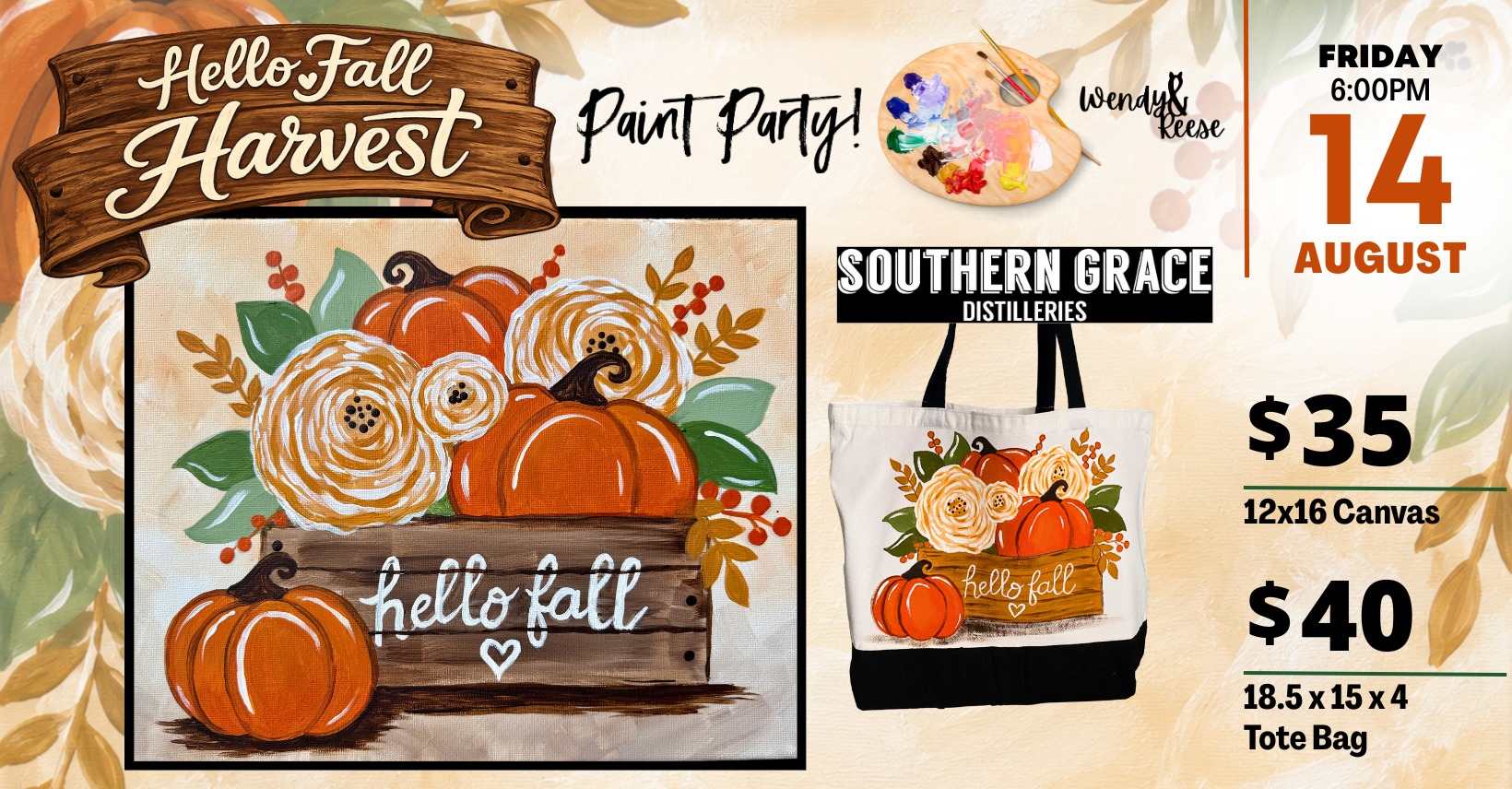 Hello Fall Paint Party at Southern Grace Distilleries
