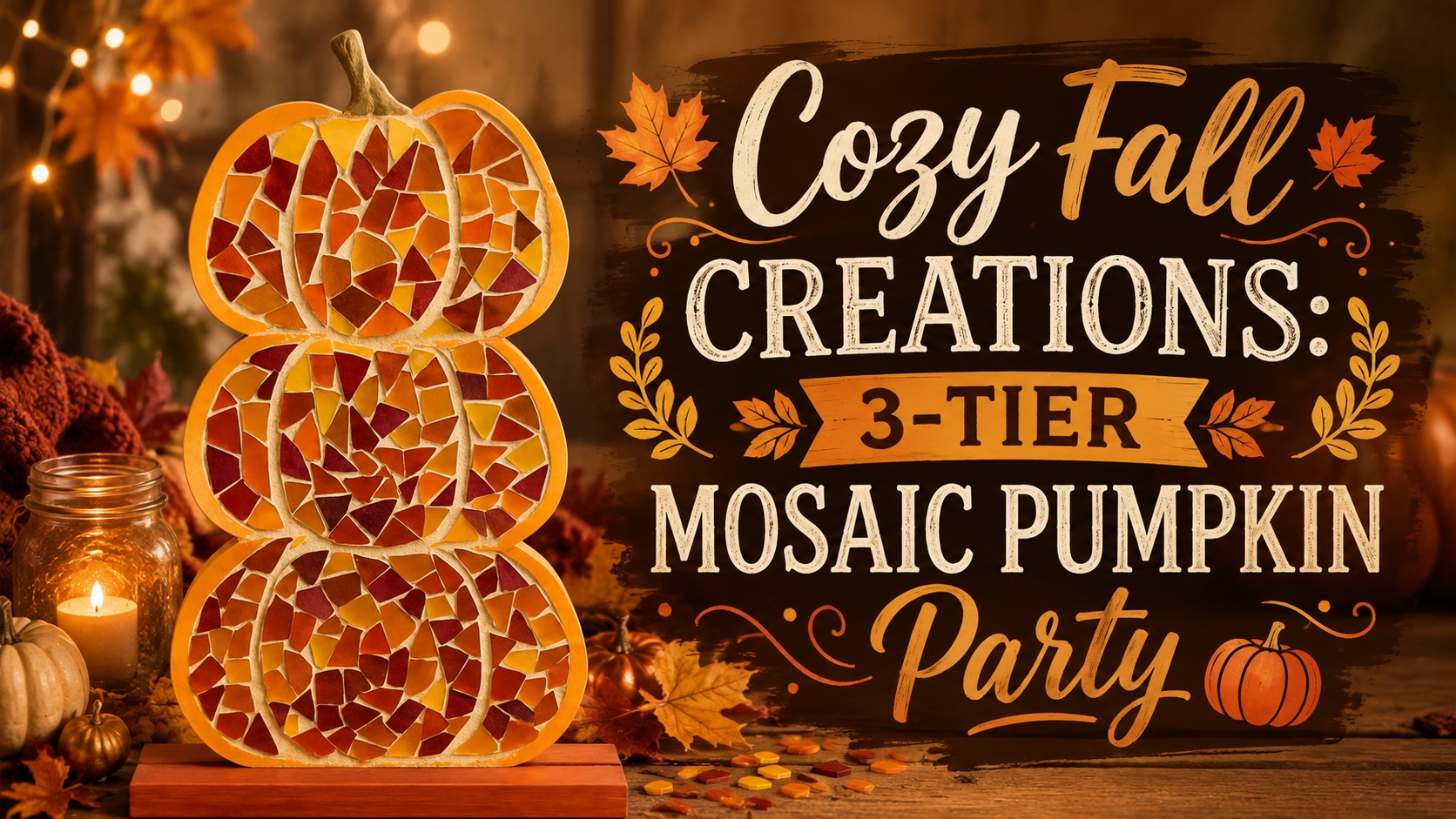 Cozy Fall Creations! 3-Tier Mosaic Pumpkin Party Cozy Fall Creations! 3-Tier Mosaic Pumpkin Party