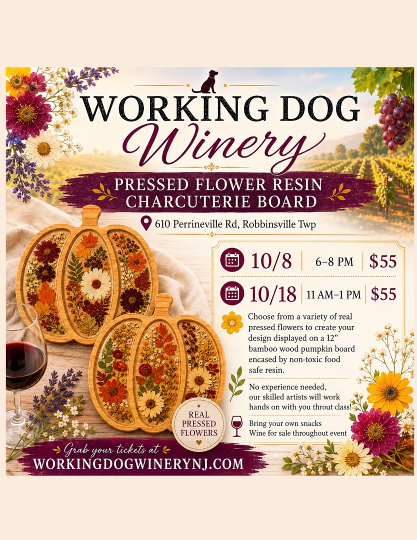 Pressed Flower Resin Pumpkin Charcuterie Board