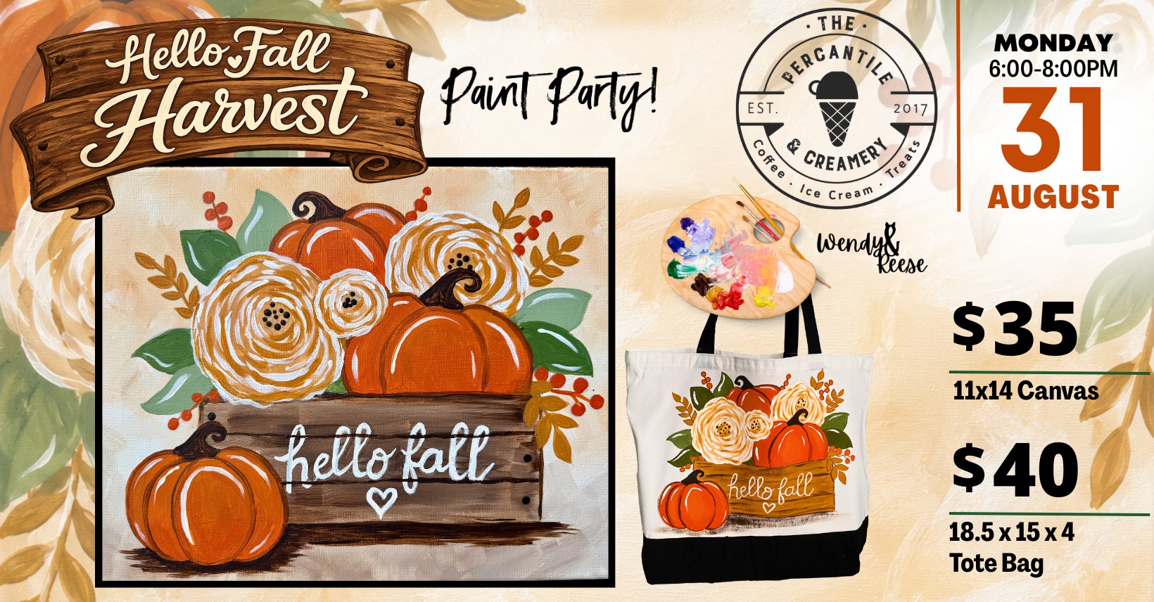 Hello Fall Paint Party at The Percantile & Creamery Hello Fall Paint Party at The Percantile & Creamery
