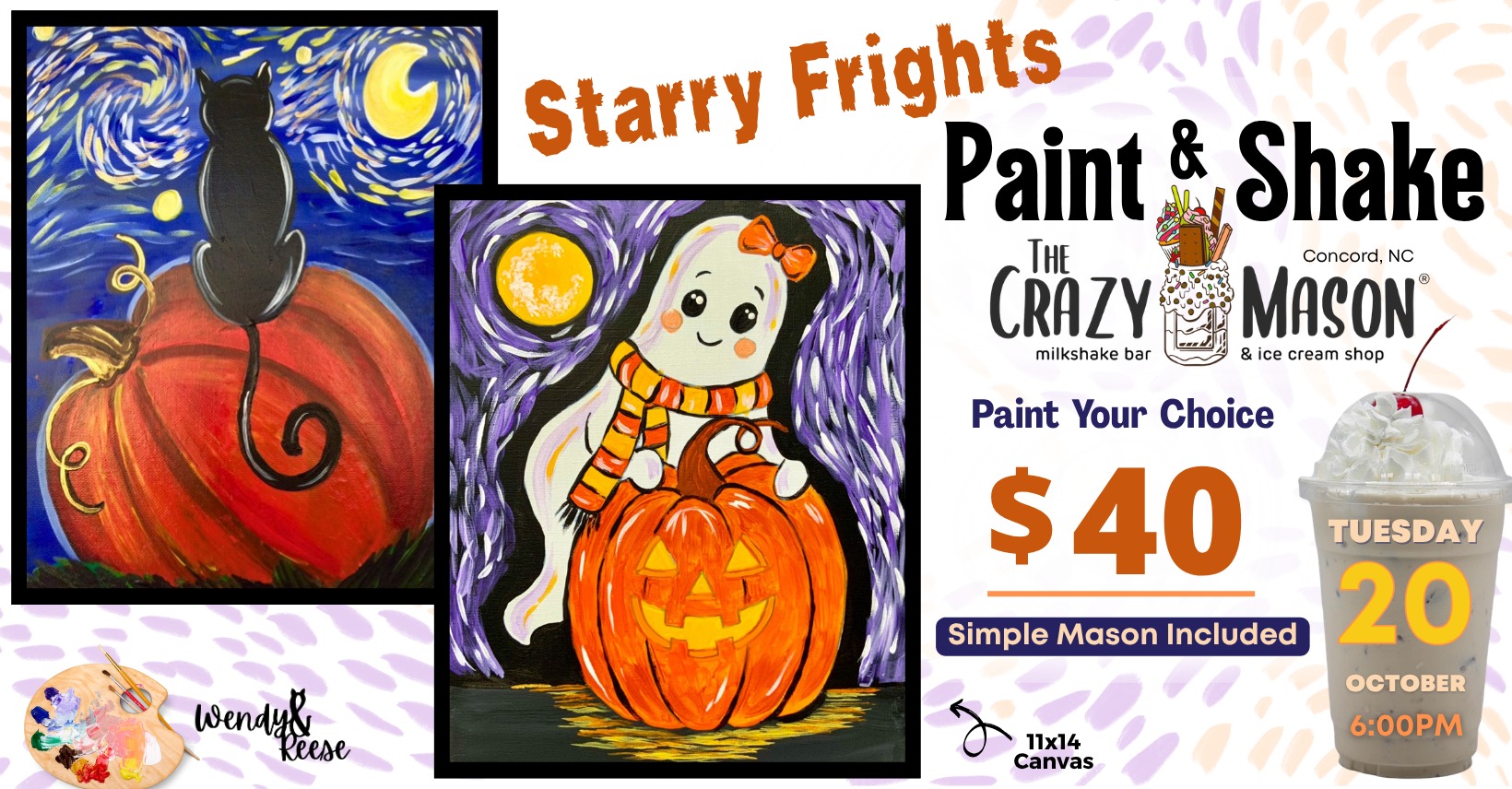 Starry Frights Paint & Shake at The Crazy Mason Concord Starry Frights Paint & Shake at The Crazy Mason Concord