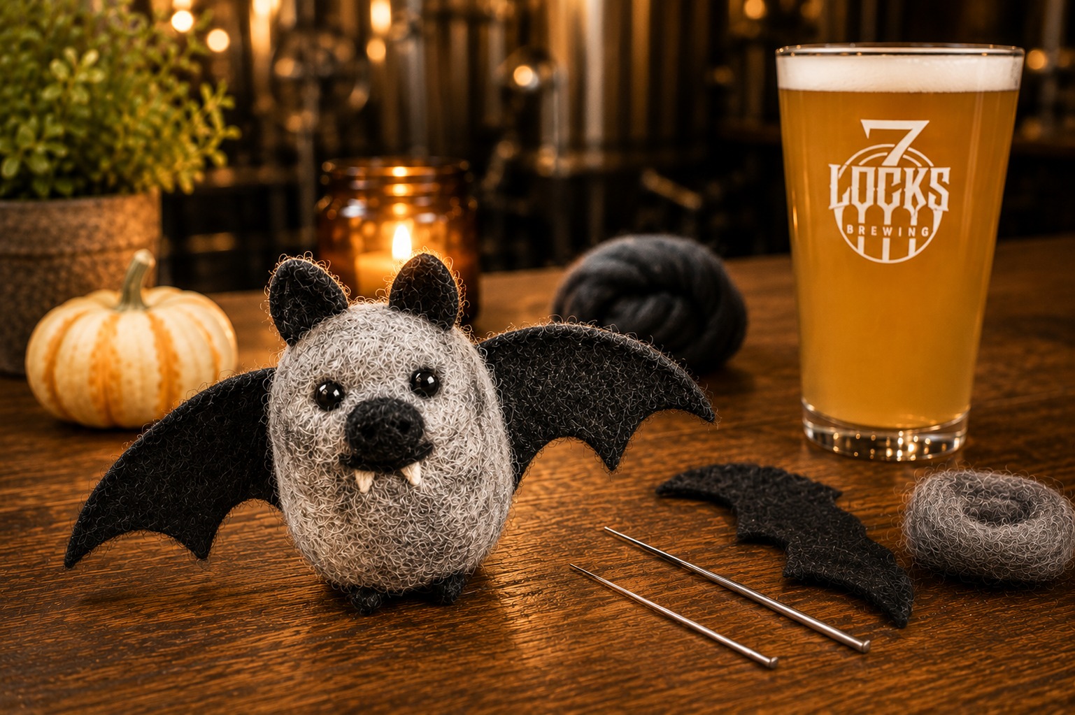 Needle Felting Bat at 7 Locks Brewing - Craft & Sip