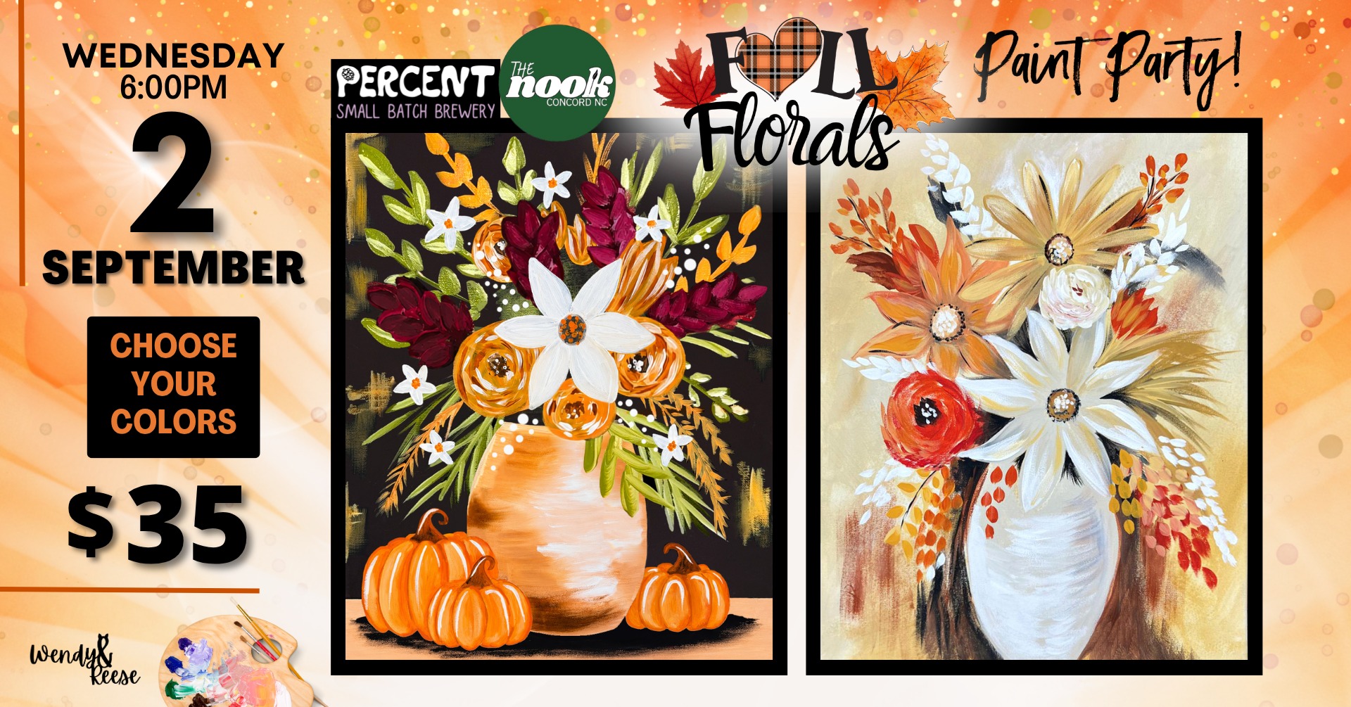 Fall Florals Paint Party at Percent The Nook Concord