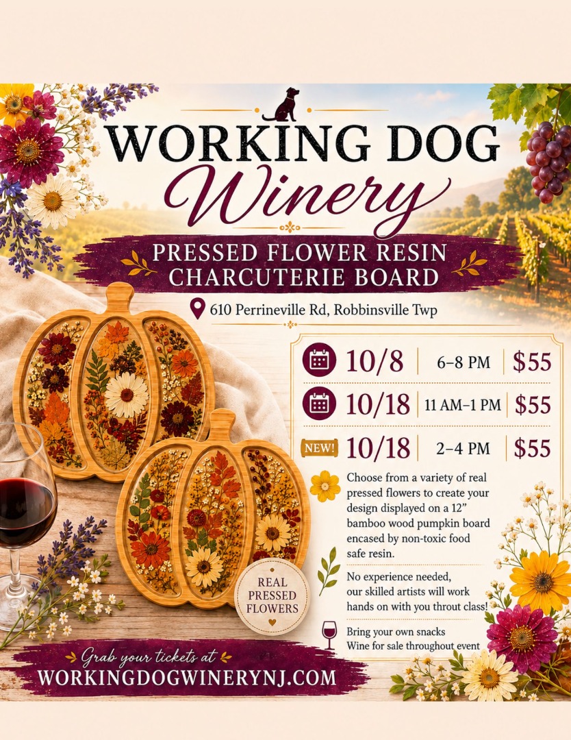 Pressed Flower Resin Pumpkin Charcuterie Board