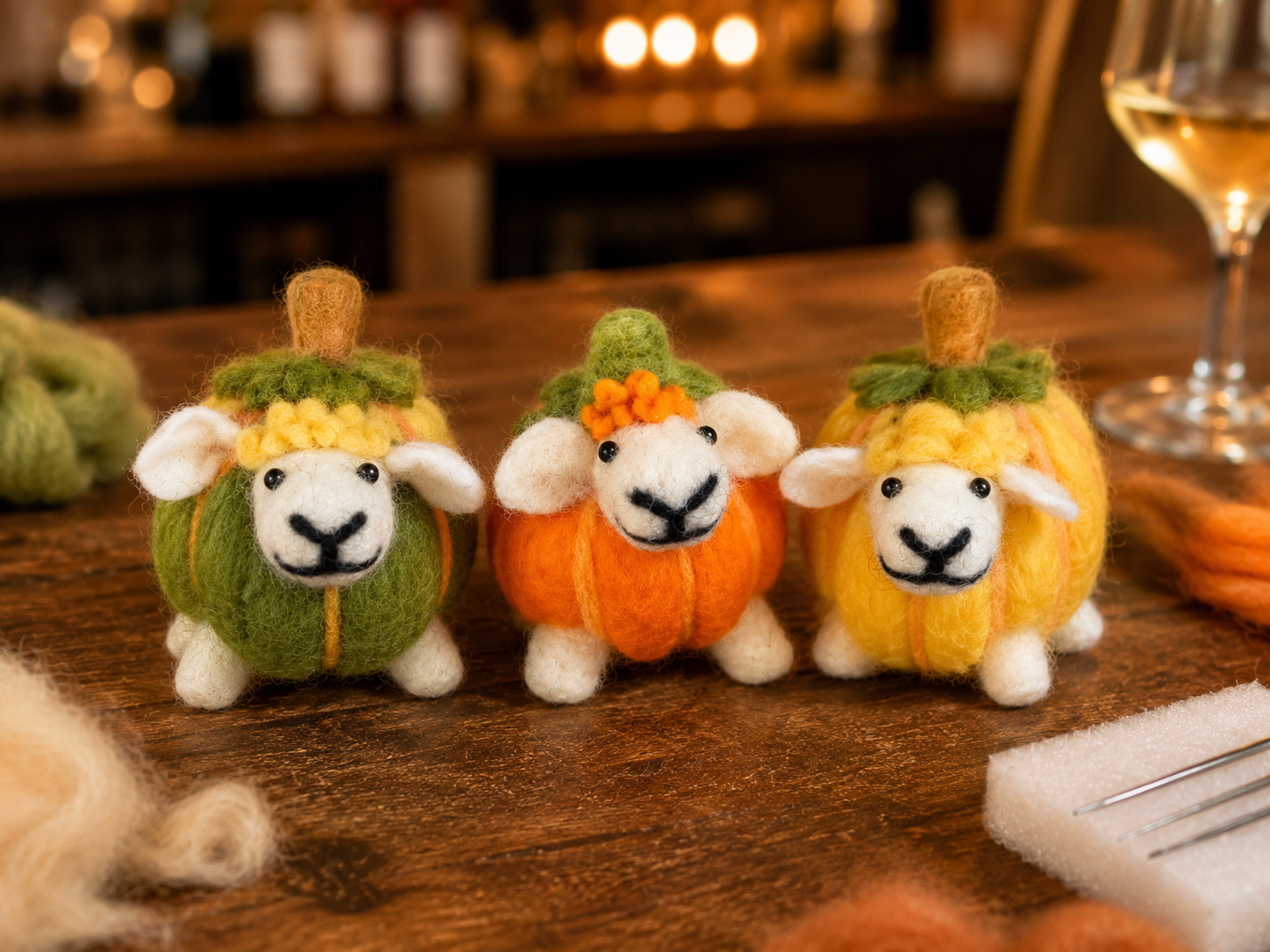Felted Pumpkin Sheep at Elder Pine