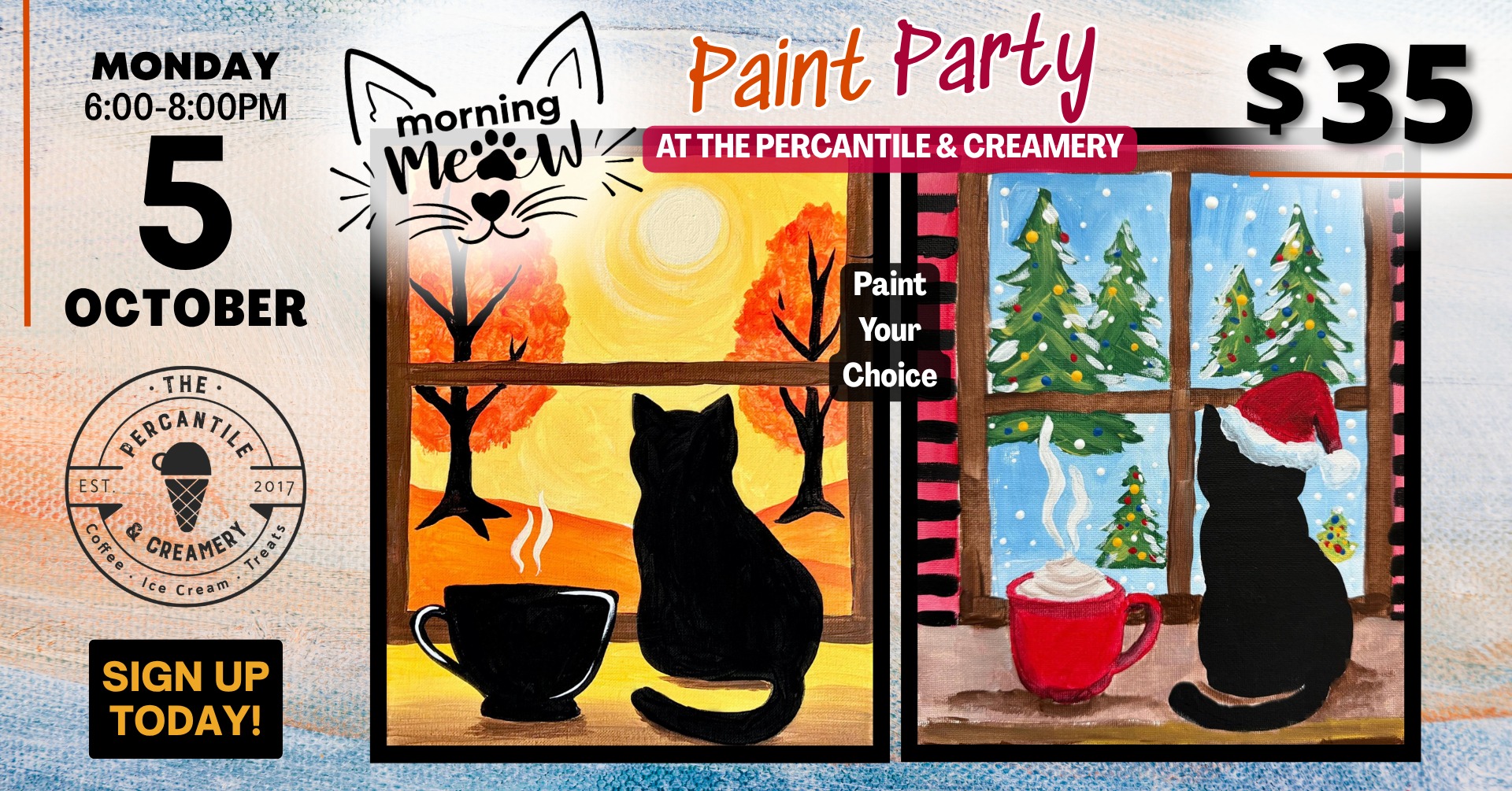 Morning Meow Paint Party at The Percantile & Creamery Morning Meow Paint Party at The Percantile & Creamery