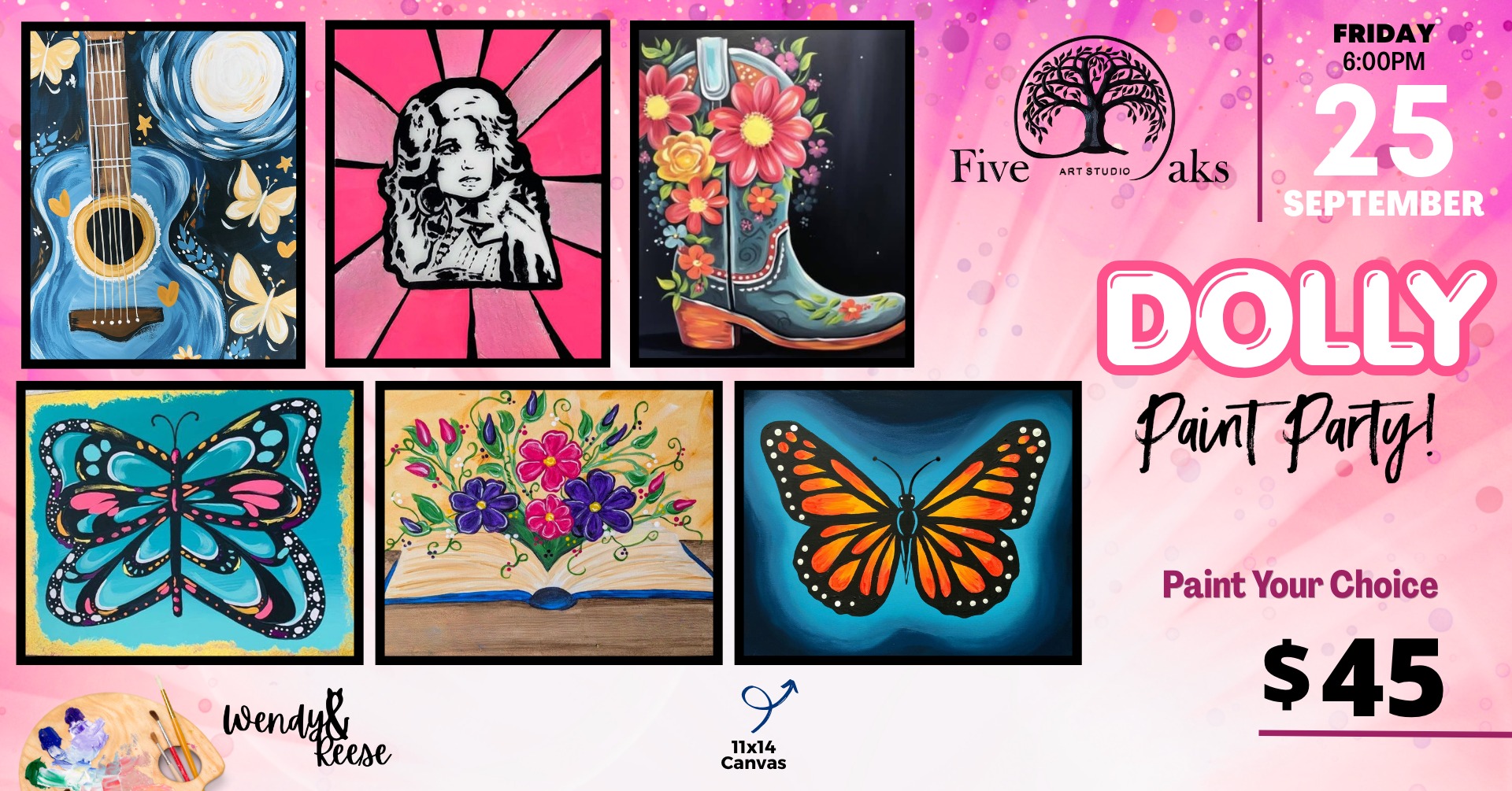 Dolly Paint Party at Five Oaks Art Studio Concord