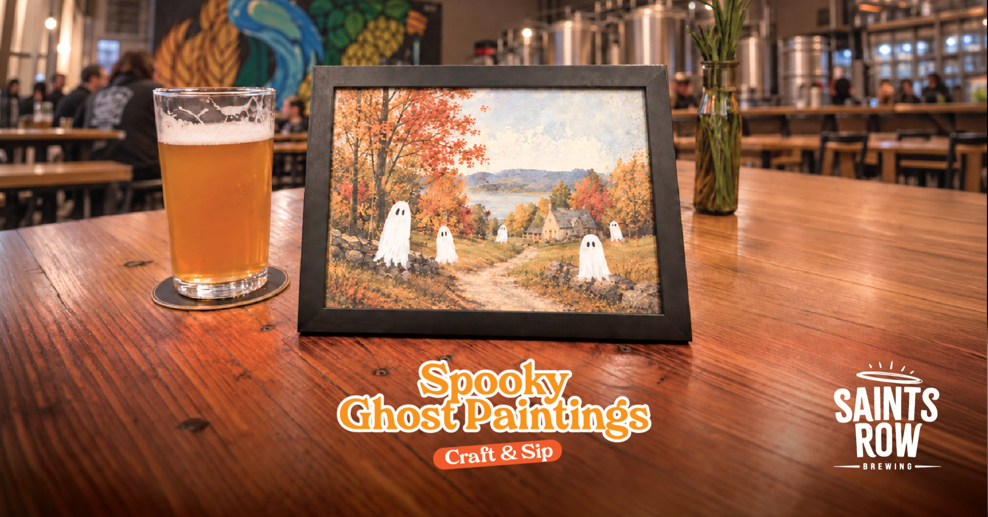 Spooky Ghost Paintings - Craft & Sip at Saints Row Brewing