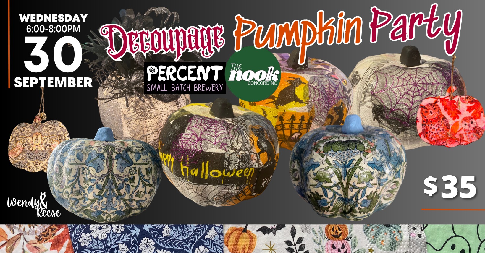 Decoupage Pumpkin Party at Percent The Nook Concord