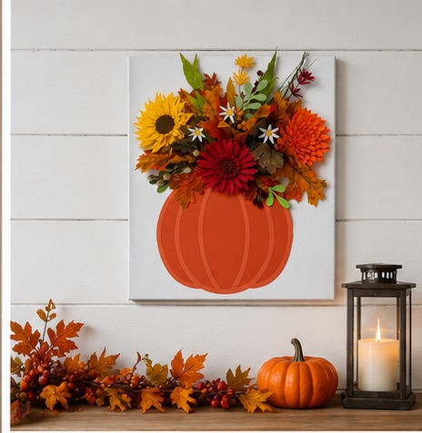 Paper Flower Pumpkin Canvas