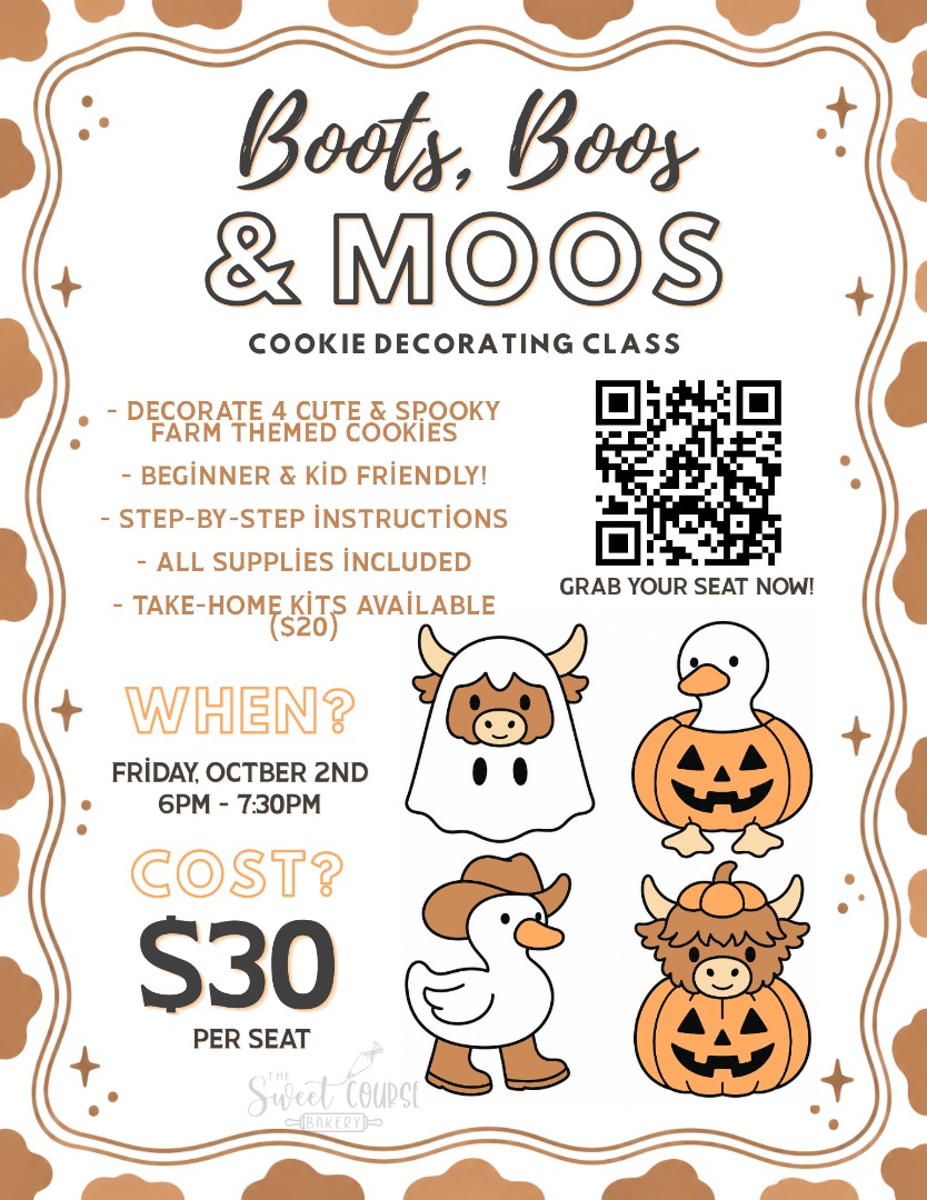 Boots, Boos & Moos Cookie Decorating Class