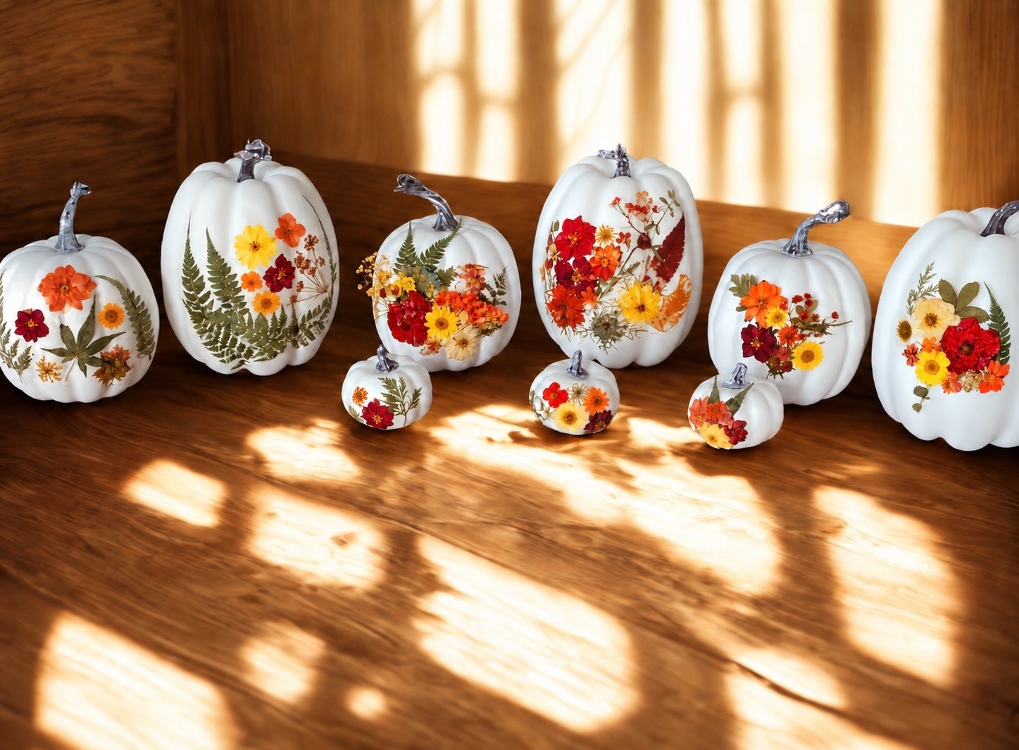 Pressed Flower Decorative Pumpkins